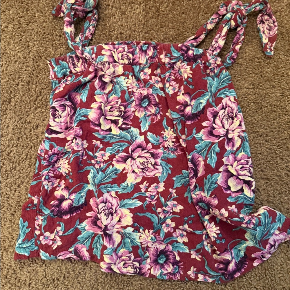 American Eagle Outfitters Floral Tank Top - Red and Purple